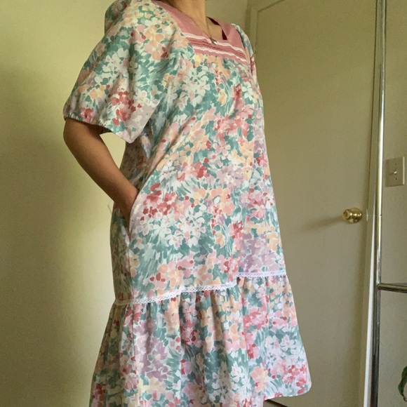 Goodtimes Vintage Floral Nap Dress Midi Length Made in Hawaii Size M/L - Picture 5 of 14